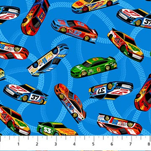 Racing Cars Turbo Speed Racing Cars Small Blue Multi 25109-44 Cotton Quilting Fabric Racing Cars Turbo Speed Racing Cars Small Blue Multi 25109-44 Cotton Quilting Fabric