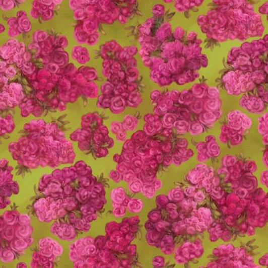 Mystical Unicorns Spaced Floral Green 30613-G Cotton Quilting Fabric