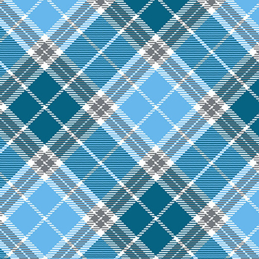 Pups in the Garden Plaid Cyan Cotton Quilting Fabric Pups in the Garden Plaid Cyan Cotton Quilting Fabric