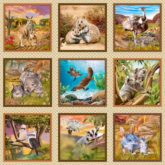 Outback Magic Australian Animals Patchwork 4035B Cotton Quilting Fabric X Large Panel Outback Magic Australian Animals Patchwork 4035B Cotton Quilting Fabric X Large Panel