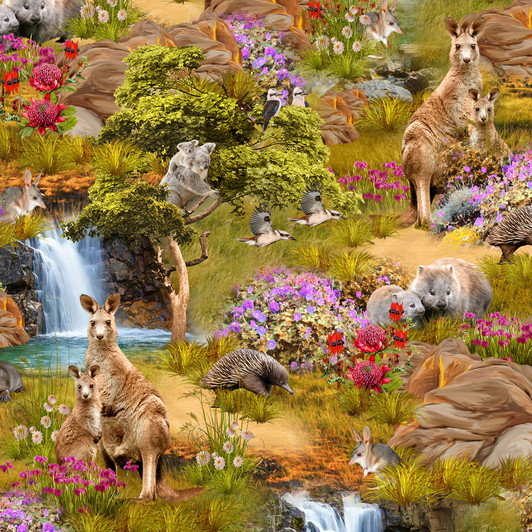 Outback Magic Australian Animals Scenic  4035D Cotton Quilting Fabric Outback Magic Australian Animals Scenic  4035D Cotton Quilting Fabric