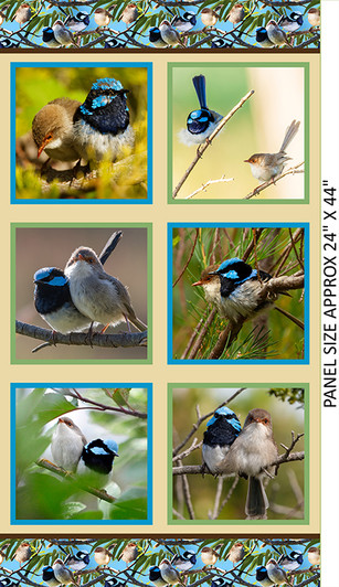 Charming Wrens Pairs of Wrens 4040A Cotton Quilting Fabric 24" Panel Charming Wrens Pairs of Wrens 4040A Cotton Quilting Fabric 24" Panel