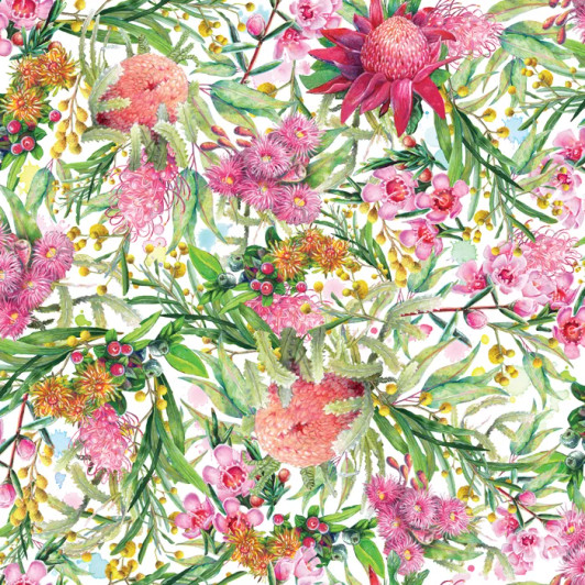 Australian Wildflowers Carlie Edwards White Background DV5908 Cotton Quilting Fabric