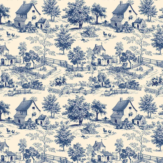 Toile De Jouy Farmhouses Countryside DV6620 Devonstone Cotton Quilting Fabric Toile De Jouy Farmhouses Countryside DV6620 Devonstone Cotton Quilting Fabric