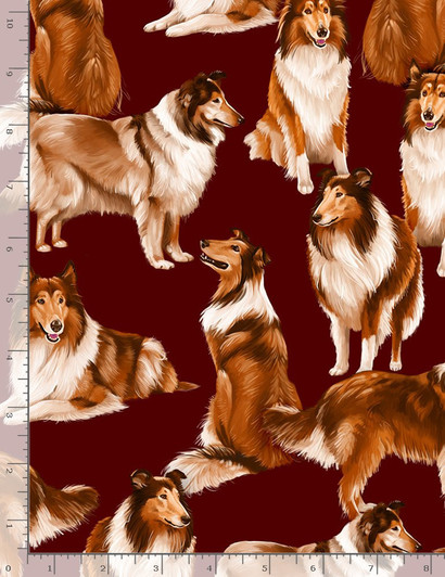 Collies Realistic Pure Breed Maroon C1031-MAROON Cotton Quilting Fabric Collies Realistic Pure Breed Maroon C1031-MAROON Cotton Quilting Fabric