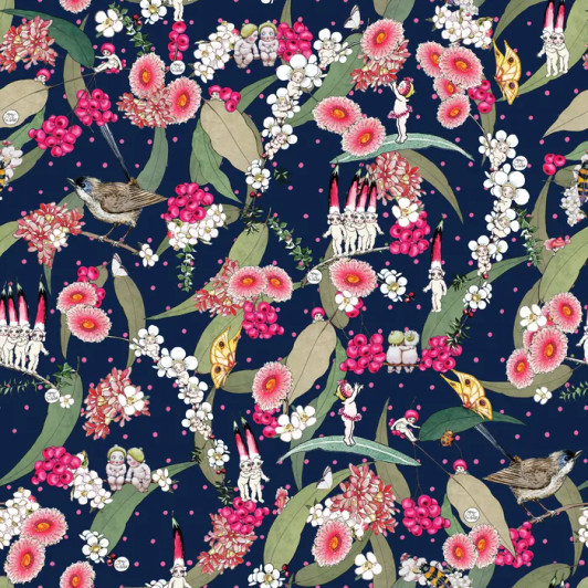 May Gibbs Native Berries Navy MG1013 Cotton Quilting Fabric May Gibbs Native Berries Navy MG1013 Cotton Quilting Fabric