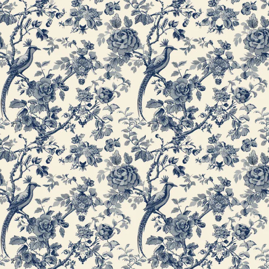 Toile De Jouy Blue Birds and Flowers DV6622 Devonstone Cotton Quilting Fabric Toile De Jouy Blue Birds and Flowers DV6622 Devonstone Cotton Quilting Fabric