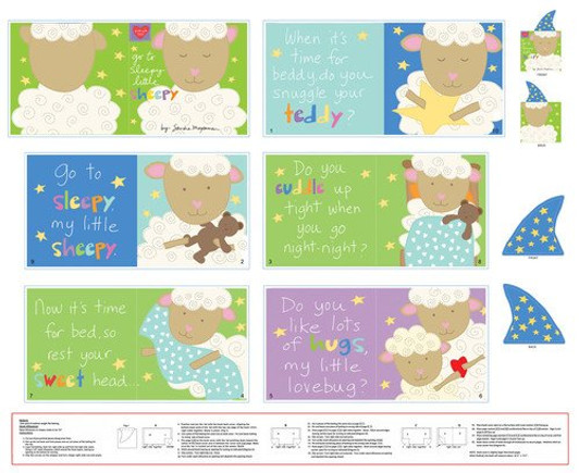 Huggable and Loveable Go To Sleepy Little Sleepy 3357PS-01 Cotton Quilting Fabric Book Panel