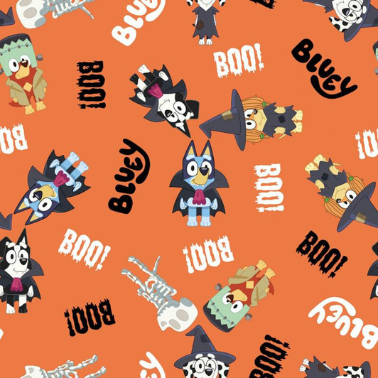 Disney Junior Bluey Boo Halloween Orange 80694-A62078 Cotton Quilting Fabric Disney Junior Bluey Boo Halloween Orange 80694-A62078 Cotton Quilting Fabric