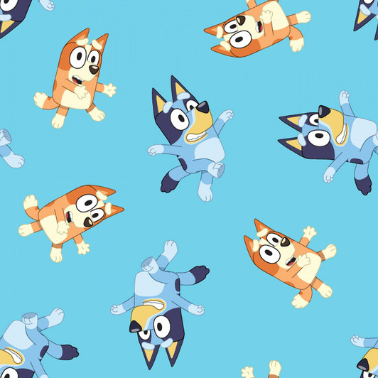 Disney Junior Bluey and Bingo Tossed Blue Background 78285A620715 Cotton Quilting Fabric Disney Junior Bluey and Bingo Tossed Blue Background 78285A620715 Cotton Quilting Fabric