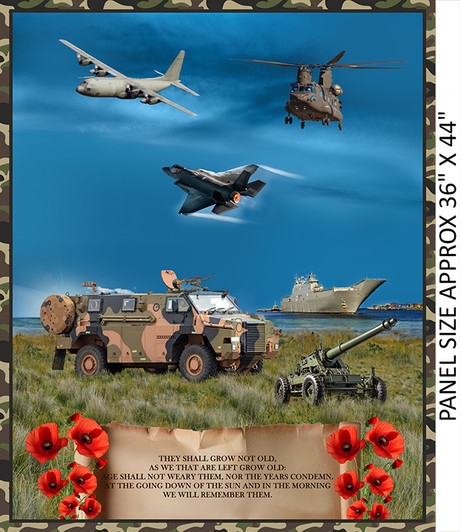 ANZAC Respect Collection with Ode  4102A Cotton Quilting Fabric Panel