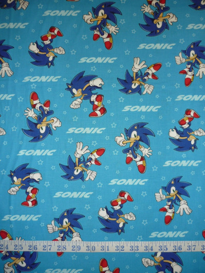 Sonic the Hedgehodge Blue Background Cotton Quilting Fabric Sonic the Hedgehodge Blue Background Cotton Quilting Fabric