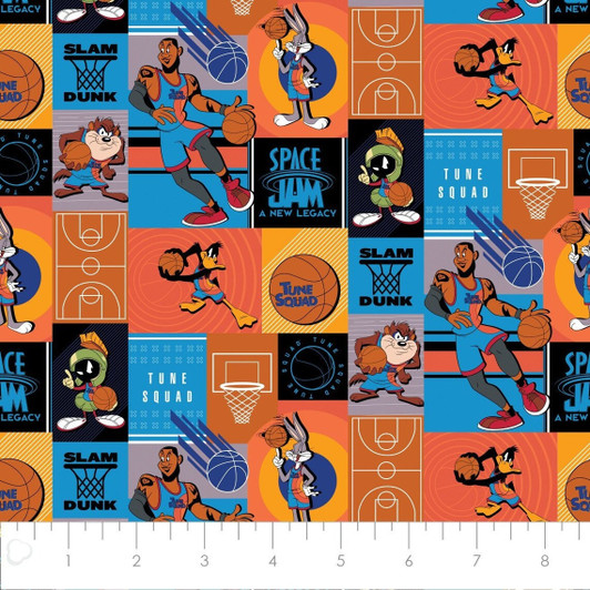Space Jam Slam Dunk Multi 23550103-1 Cotton Quilting Fabric