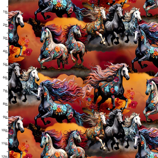 Drinkers of the Wind Horses Trolloping Treasures 22357-MLT Cotton Quilting Fabric Drinkers of the Wind Horses Trolloping Treasures 22357-MLT Cotton Quilting Fabric