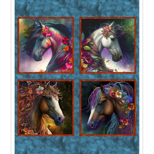 Drinkers of the Wind Horses Multi 22361-PNL Cotton Quilting Fabric Block Panel Drinkers of the Wind Horses Multi 22361-PNL Cotton Quilting Fabric Block Panel