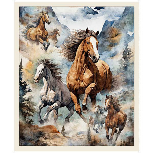 Running Wild Horses Galloping 30623-X Cotton Quilting Fabric Panel Running Wild Horses Galloping 30623-X Cotton Quilting Fabric Panel