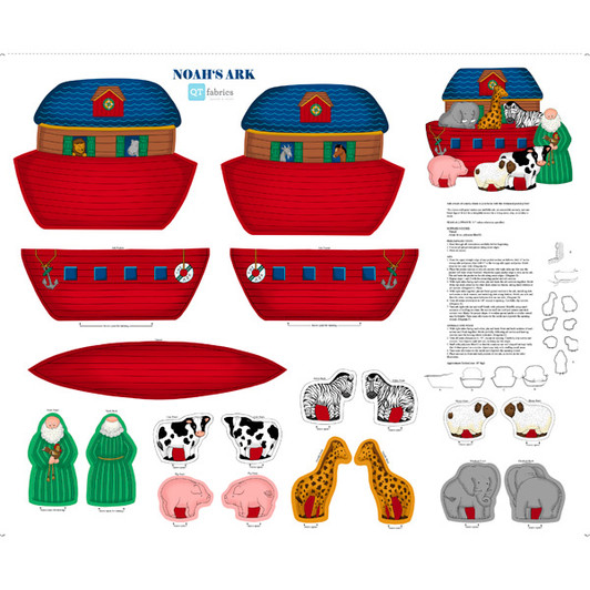 Noah's Ark Stuffable Quilting Treasures 27433-X Cotton Quilting Fabric Panel