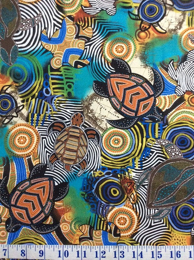 Sea Turtles Tossed Multi 112-28511 Cotton Quilting Fabric