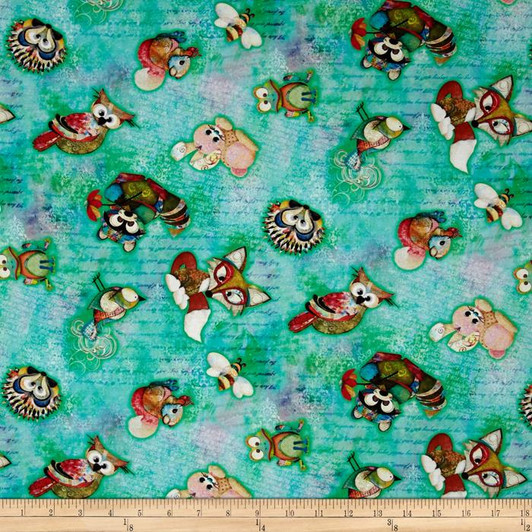 Digital Prints Skylines Tossed Animals Aqua Cotton Quilting Fabric 1/2 YARD Digital Prints Skylines Tossed Animals Aqua Cotton Quilting Fabric 1/2 YARD