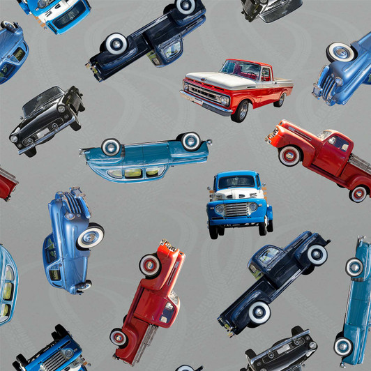 Nostalgic Vehicles Cars Utes Tossed Grey 4092E Cotton Quilting Fabric Nostalgic Vehicles Cars Utes Tossed Grey 4092E Cotton Quilting Fabric