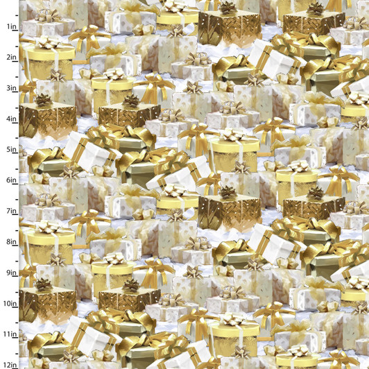 Here Comes Santa Gifts Galore Gold 22234-GLD Cotton Quilting Fabric Here Comes Santa Gifts Galore Gold 22234-GLD Cotton Quilting Fabric