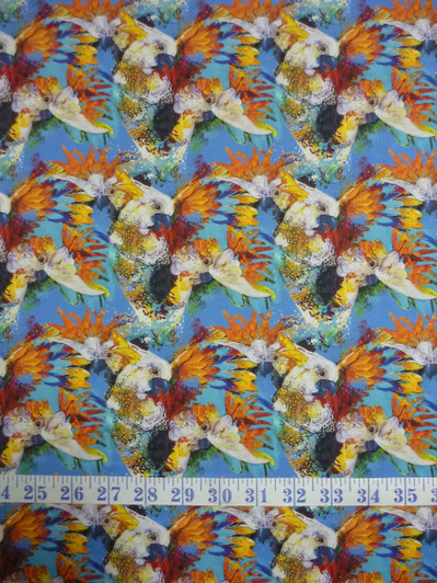 Cockatoo Chatter Sulphur-Crested Cockatoos Cotton Quilting Fabric