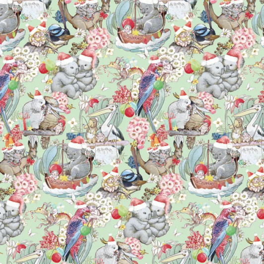 May Gibbs Christmas Tis The Season Lime Green MG1028 Cotton Quilting Fabric May Gibbs Christmas Tis The Season Lime Green MG1028 Cotton Quilting Fabric