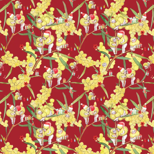 May Gibbs Christmas Blossom Babies Red MG1034 Cotton Quilting Fabric May Gibbs Christmas Blossom Babies Red MG1034 Cotton Quilting Fabric