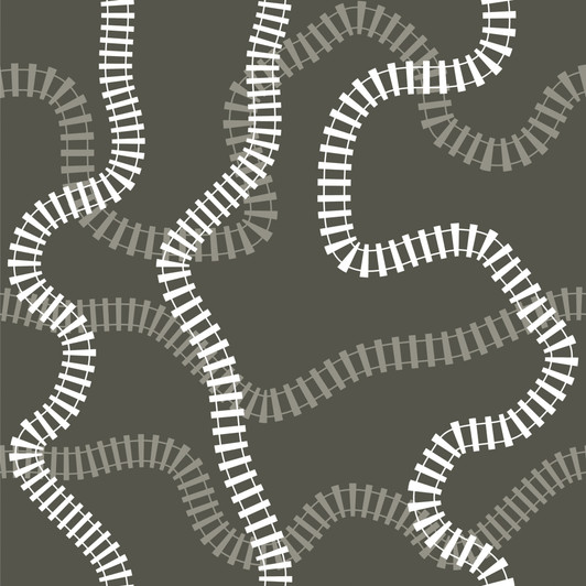 The Conductors Collection Trains Railway Tracks Two Toned 5026-09 Cotton Quilting Fabric