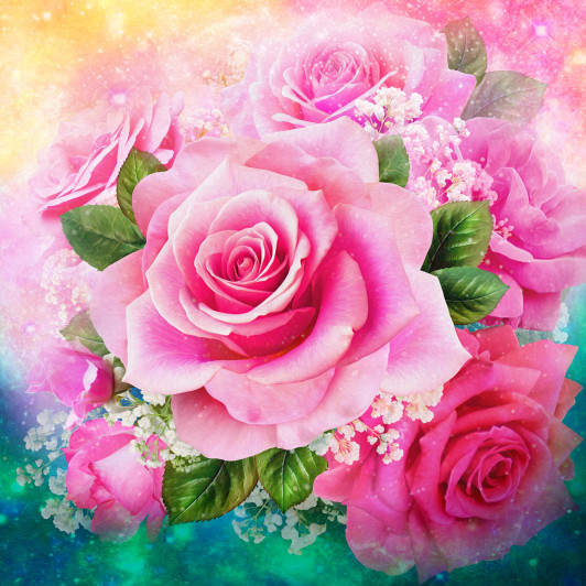 American Rose Beauty Pink 58-7943 Cotton Quilting Extra Large Panel