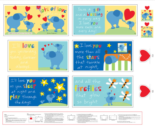 Huggable and Loveable Lots of Love 6084PS-01 Cotton Quilting Fabric Book Panel