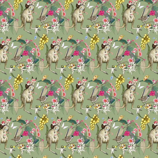 May Gibbs Christmas Advent Coordinate Green MG1042 Cotton Quilting Fabric May Gibbs Christmas Advent Coordinate Green MG1042 Cotton Quilting Fabric