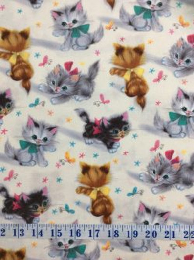 Cats Cream Kittens with Ribbons CX3696-CRM Cotton Quilting Fabric Cats Cream Kittens with Ribbons CX3696-CRM Cotton Quilting Fabric