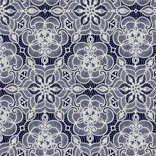 Holiday Lace Navy Blue Medallion Cotton Quilting Fabric 1/2 YARD Holiday Lace Navy Blue Medallion Cotton Quilting Fabric 1/2 YARD