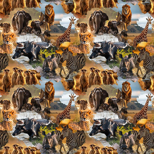 Savannah Trails African Animals Assorted Mix 5021-06 Cotton Quilting Fabric