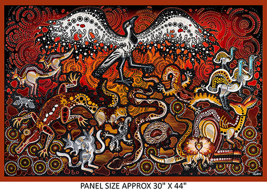 Aboriginal Art Spirit of the Bush 3 Kurityityin 5018/01 Cotton Quilting Fabric 30 inch Panel