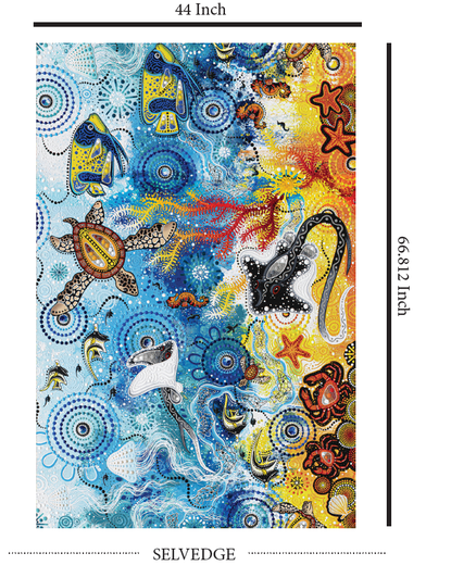 Aboriginal Art Spirit of the Bush 3 Saltwater Dreaming 5018/02 Cotton Quilting Fabric 66 inch Panel Aboriginal Art Spirit of the Bush 3 Saltwater Dreaming 5018/02 Cotton Quilting Fabric 66 inch Panel