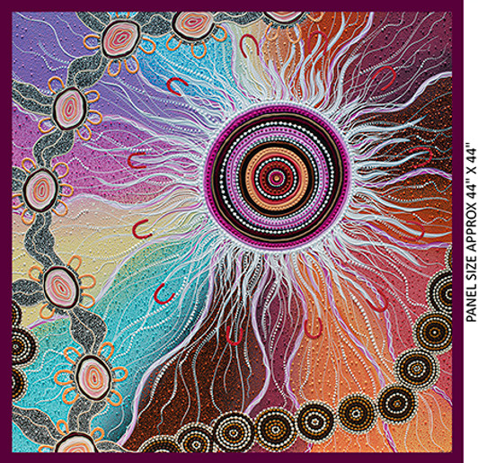 Aboriginal Art Spirit of the Bush 3 Grass Weaving 5018/05 Cotton Quilting Fabric 44 inch Panel Aboriginal Art Spirit of the Bush 3 Grass Weaving 5018/05 Cotton Quilting Fabric 44 inch Panel
