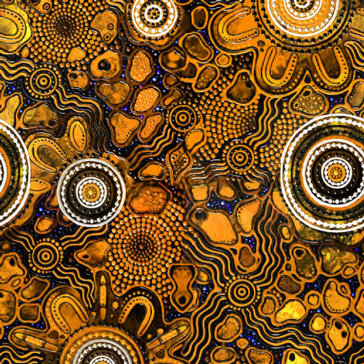 Aboriginal Art Spirit of the Bush 3 Seven Sisters Brown 5018/22 Cotton Quilting Fabric Aboriginal Art Spirit of the Bush 3 Seven Sisters Brown 5018/22 Cotton Quilting Fabric