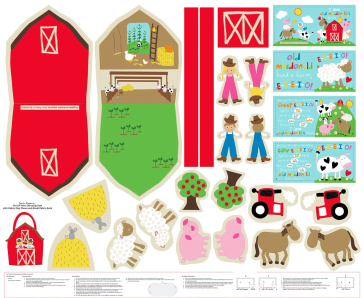 Huggable and Loveable On the Farm 8183PS-01 Cotton Fabric Carry Case and Book Panel