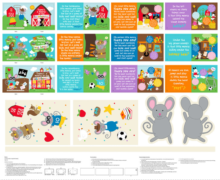 Huggable and Loveable There is a Mouse 8185PS-01 Cotton Fabric Small Books Panel