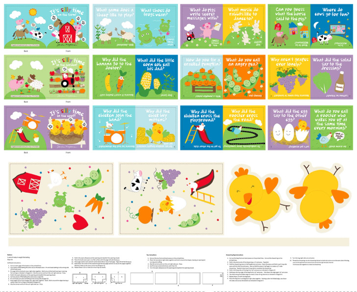 Huggable and Loveable Its Silly Time 8186PS-01 Cotton Fabric Small Books Panel