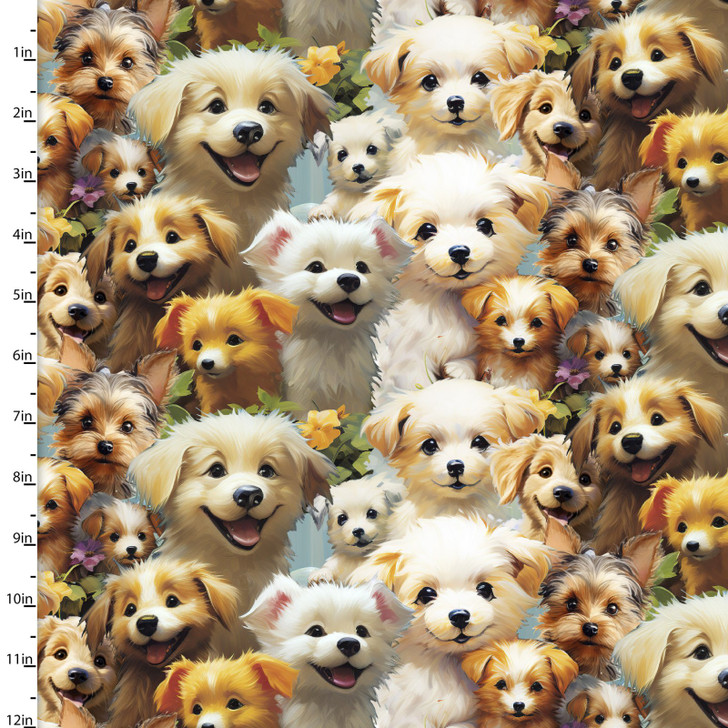 Fur-Ever Friends Dogs Playful Pups 22970-MLT Cotton Quilting Fabric