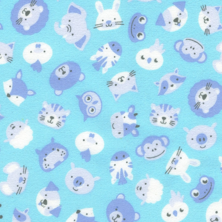 Cozy Cotton Aqua Animal Heads SRKF-22728-70 FLANNEL Fabric