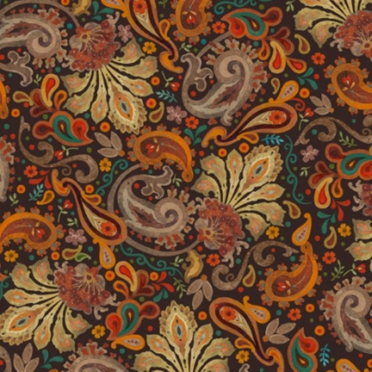 Owl Arabesque Paisley Brown 28584-A Cotton Quilting Fabric