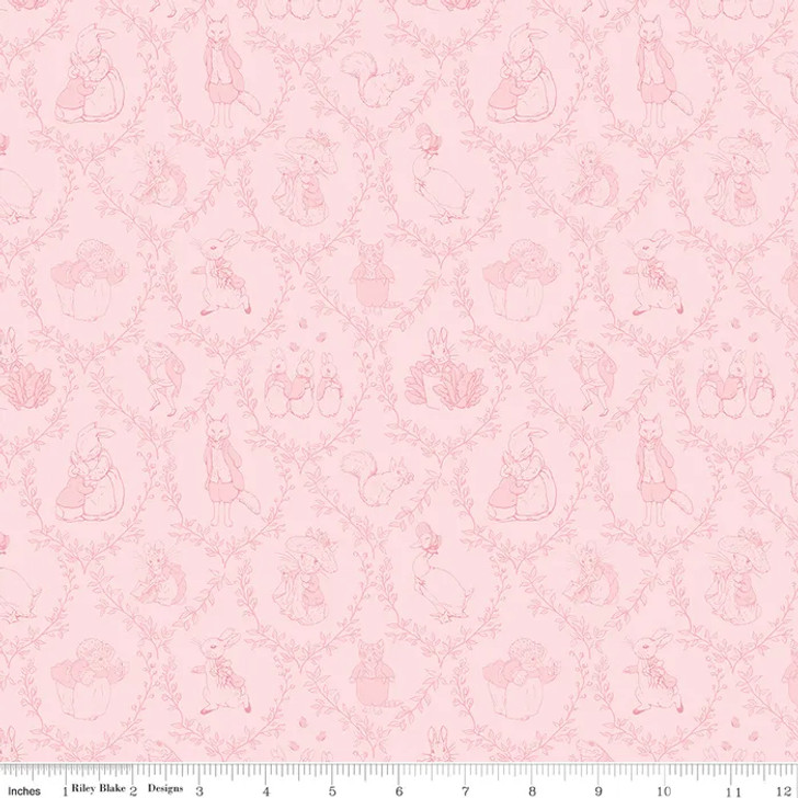 Peter Rabbit & Friends™ Toile Pink CD15863 PINK Cotton Quilting Fabric
