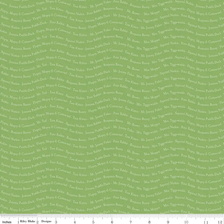 Peter Rabbit & Friends™ Text Green CD15866 GREEN Cotton Quilting Fabric