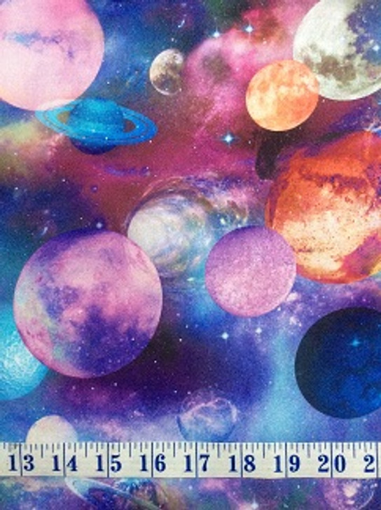 Interstellar Planets Multi Outer Space Cotton Quilting Fabric 1/2 YARD