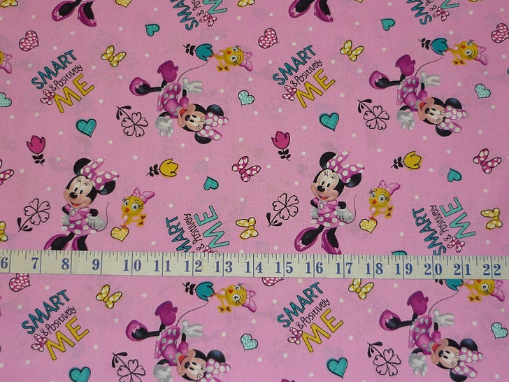 Disney Minnie Mouse Smart Positively Me Cotton Quilting Fabric 1/2 YARD