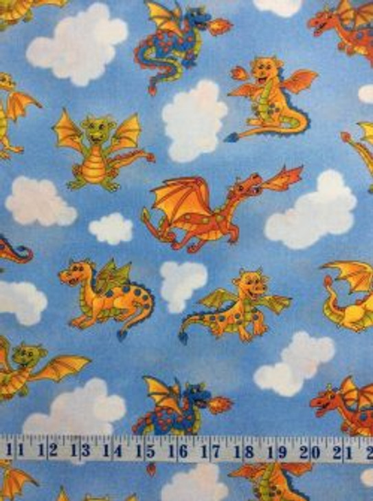 Dragon Quest Blue Sky Cotton Quilting Fabric 1/2 YARD